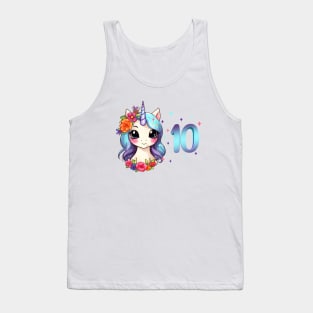 I am 10 with unicorn - girl birthday 10 years old Tank Top